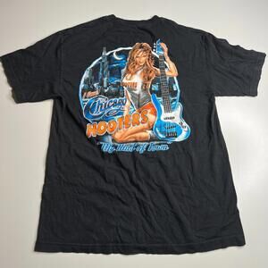 Vintage Hooters Chicago Graphic T-Shirt Men’s Black L Back Print My Kind of Town